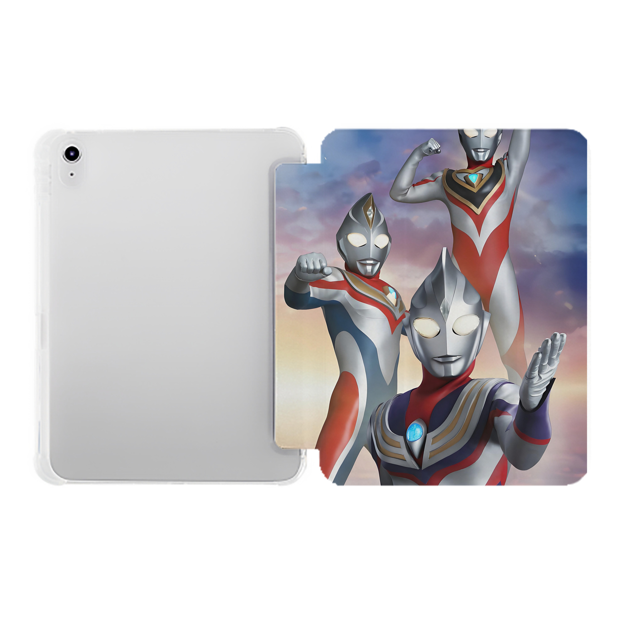 （画像用） ウルトラマン Ultraman IPad ケース ペン収納付き 三つ折りスタンド PUレザー×シリコン 対応機種9.5/10.5/10.9インチ
